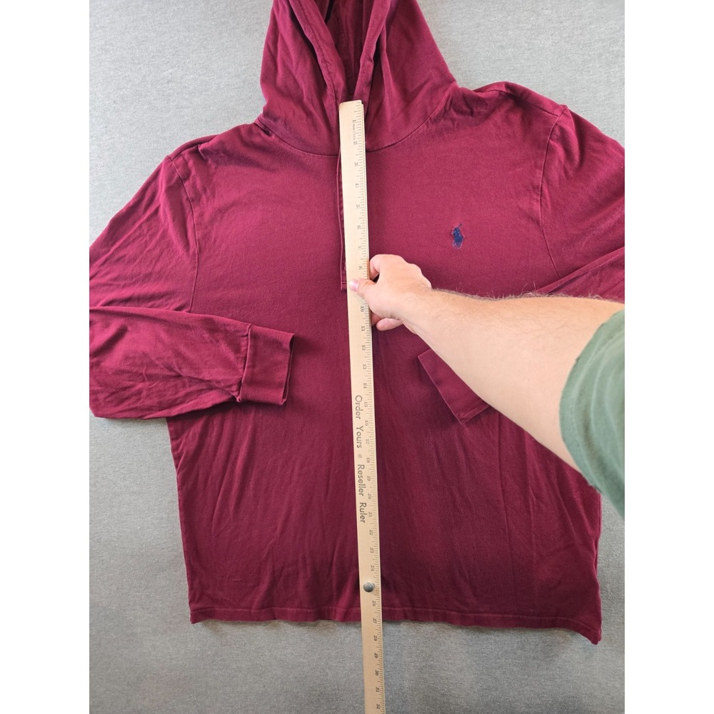 Polo Ralph‎ Lauren Jersey Hoodie T Shirt Mens Size XL Maroon Lightweight Preppy - Picture 7 of 9